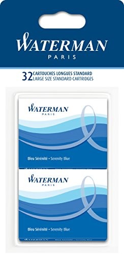 Waterman wkłady atramentowe do piór Waterman, zmywalne, kolor: niebieski, 4 opakowania po 8 wkładów S0713001