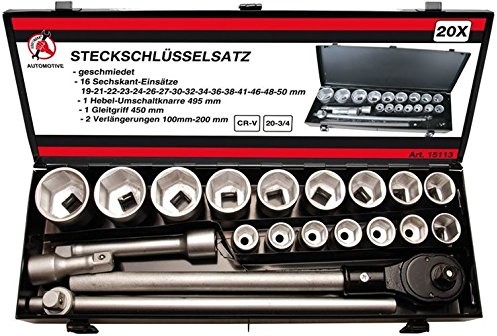 Kraftmann 15113 zestaw kluczy nasadowych 20 (3/4), 20-częściowy