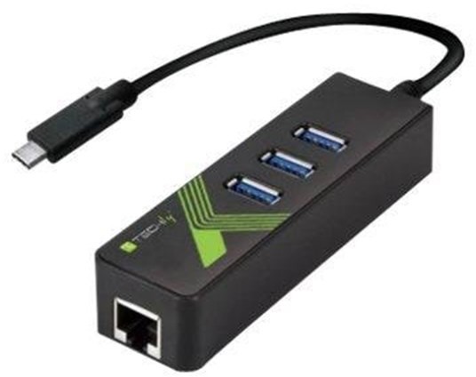 IC INTRACOM IC INTRACOM techly USB hub - 3 - Czarny IDATA-USB-ETGIGA-3C2