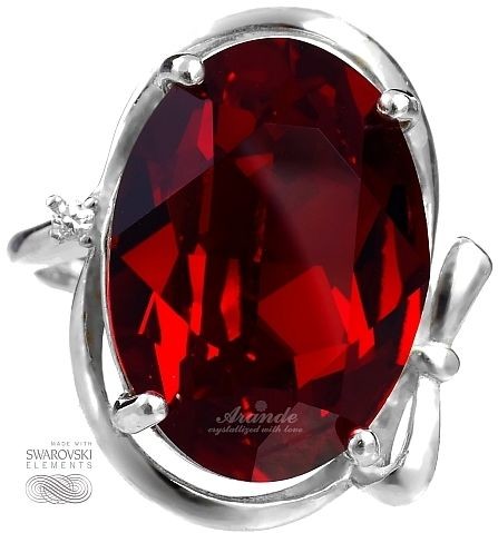 Swarovski Arande przepiękny czerwony pierścionek SREBRO 4323094798