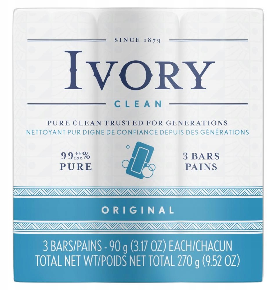 Clean Mydło Ivory Original Naturalne 90G 3PAK Usa