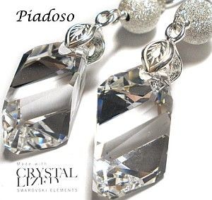 Swarovski piękne długie srebrne kolczyki CRYSTAL