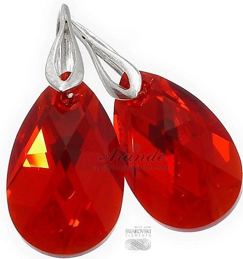 Swarovski Piękne Kolczyki Czerwone Srebro