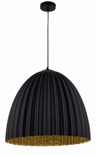 Sigma czarno-złota lampa wisząca TELMA 32027 sufitowa 70 cm z dużym czarnym kloszem nad stół 32027