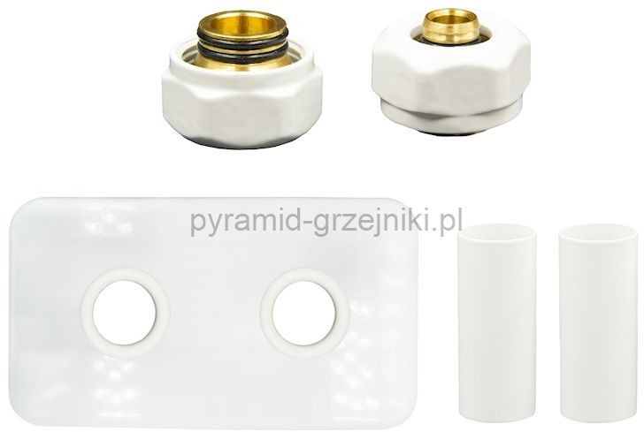 Vario Term Zestaw maskujący rozety + tuleje + złączki Cu/Pex x GW3/4 - białe instalacja alu-pex - PEX rozeta prostokątna ZMRP2P16X3/4/06