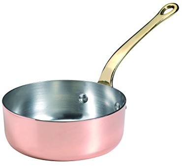 Pentole Agnelli pentole agnelli rondel, niska, pokryty miedzią ocynkowaną, uchwyt z mosiądzu, kolor miedziany, 10 cm ALCU107F10