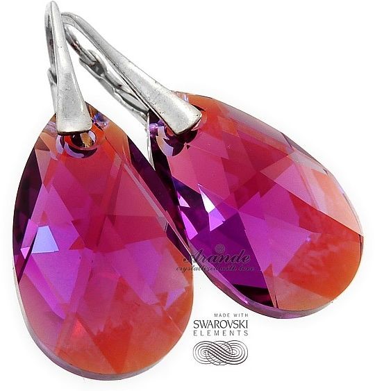 Swarovski przepiękne kolczyki FUCHSIA SREBRO