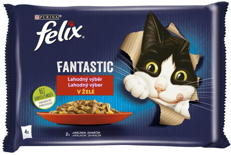 Purina Felix karma mokra dla kotów Fantastic z królikiem i jagnięciną w galarecie 12(4x85g)