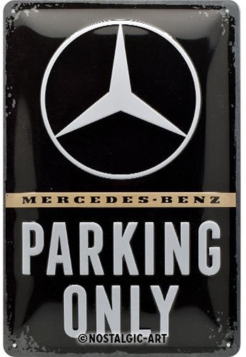 Art Nostalgic 22276 Mercedes-Benz parking Only | retro tabliczka blaszana tabliczka | Vintage-|-dekoracja ścienna | metalowe | 20 x 30 cm 22276