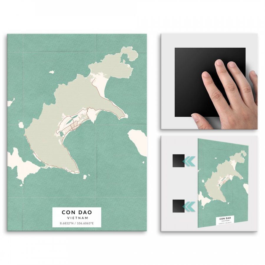 Pix4home Plakat metalowy Mapa Vintage Con Dao L POS-L-03829