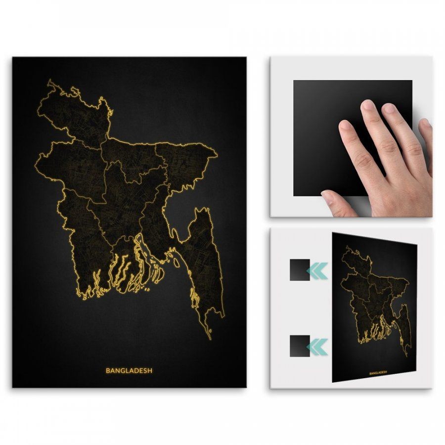 Pix4home Plakat metalowy Mapa City Lights Bangladesz L POS-L-04227