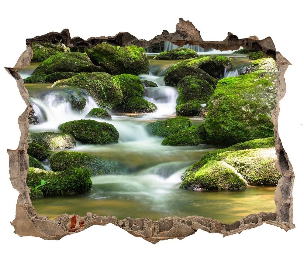 Wallmuralia.pl Dziura 3d w ścianie na ścianę Naklejka Wodospad