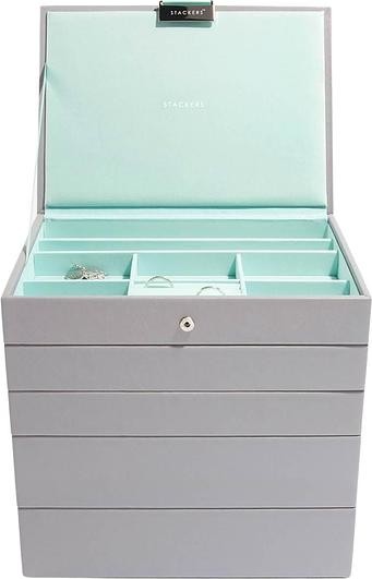 Stackers Szkatułka na biżuterię Stackers pięcioelementowa classic szaro-miętowa 73395