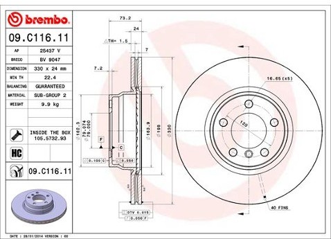 BREMBO Tarcza hamulcowa 09.C116.11