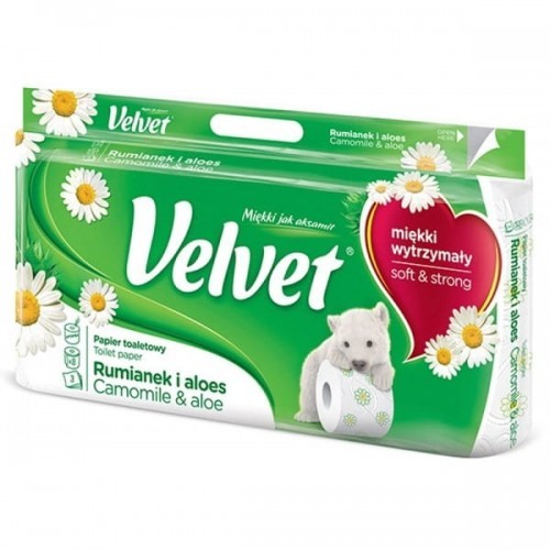 Velvet Papier toaletowy celuloza biały 3-warstwowy rumiankowy + aloes 8szt. [dostępność koniec marca 2020] /VLK-4100595/ PB652