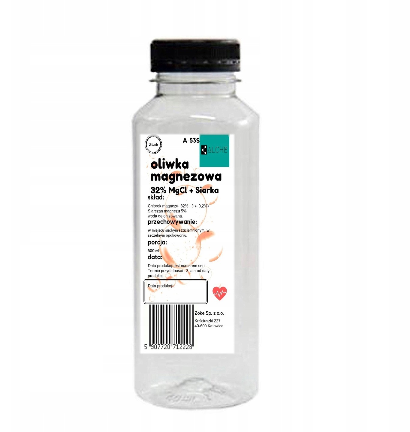 Olejek magnezowy 32% MgCl2.Z Siarką. 500 ml