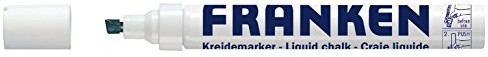 Franken Kreda marker. Szybko wysychające płynu na bazie wody. klinowatym czubkiem. Produkt intensywność koloru, dobre właściwości kryjące, nadają się do szkła, tablice do pisania kredą, etc.. grubość kreski:  ZKM 09