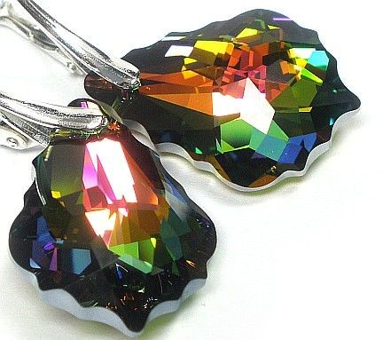 Swarovski piękne kolczyki SREBRO Vitrail Medium
