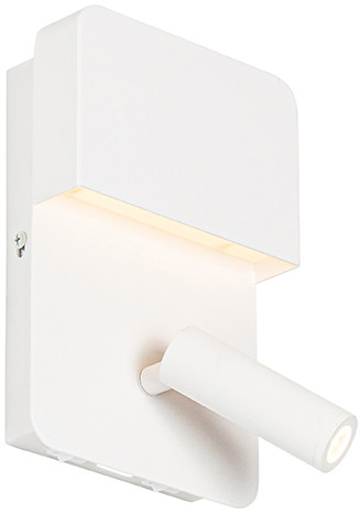 QAZQA Nowoczesna lampa ścienna biała z diodą LED z USB i lampką do czytania - Robin