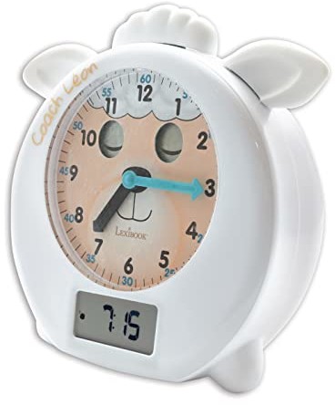 Lexibook RLT101FR Trener Leon Mój Towarzysz, aby dobrze zasnąć, lampka nocna, symulator świtu i gawędziarz historii, z kablem sieciowym, biały, RLT101FR RLT101FR