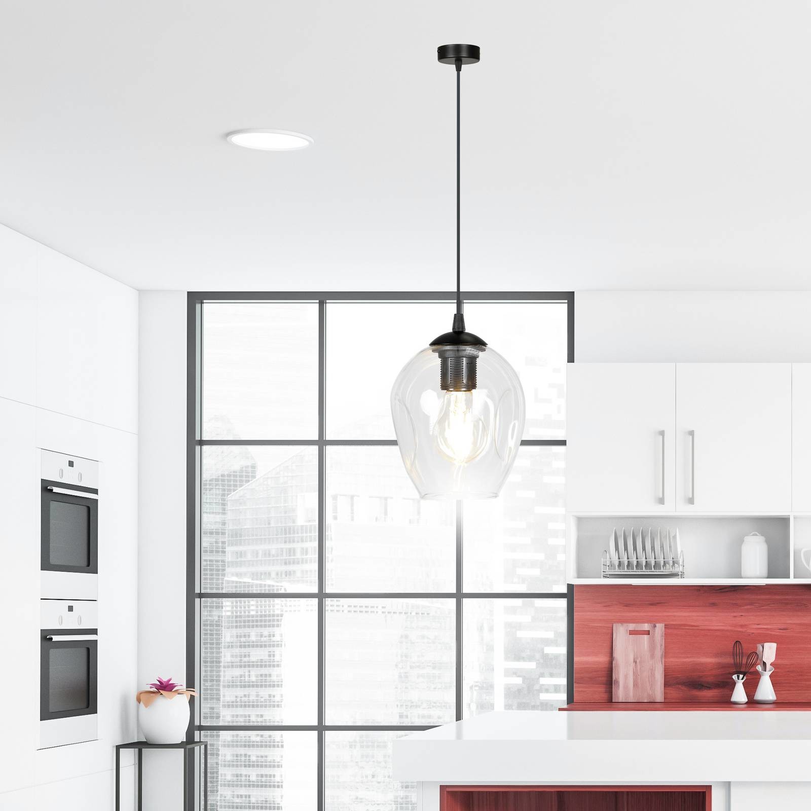 EULUNA Lampa wisząca Starla 1-pkt., klosz przezroczysty