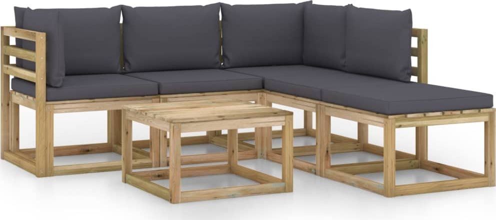 vidaXL 6-cz zestaw wypoczynkowy do ogrodu z antracytowymi poduszkami 3064944