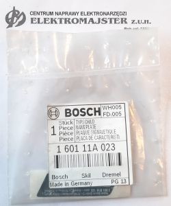 BOSCH TABLICZKA ZNAMIONOWA 1 601 11A 023