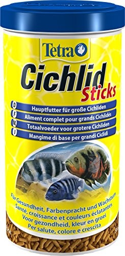 Tetra Cichlid Sticks (główna wyściółka dla wszystkich Cichliden i innych dużych ryb ozdobnych, pływające pałeczki do karmienia), różne rozmiary, 1 l