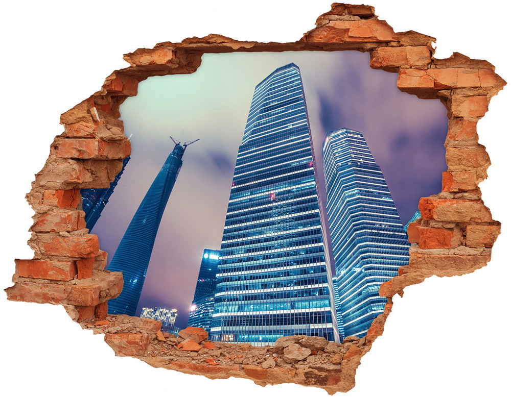 Wallmuralia.pl Fototapeta dziura na ścianę 3d Drapacze chmur