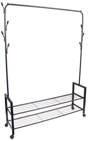 MODERNHOME Wieszak stojący z 2 półkami stojak z kółkami na odzież 1216