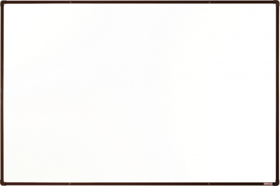 boardOK Biała ceremiczna tablica magnetyczna boardOK, 180 x 120 cm, brązowa ramka
