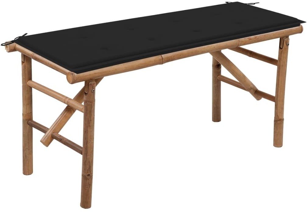 vidaXL Składana ławka ogrodowa z poduszką, 118 cm, bambusowa 3063856