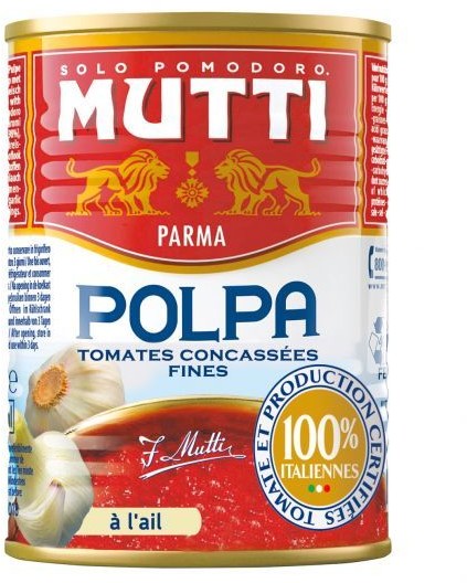 DEVELEY Pomidory krojone z czosnkiem 400 g Mutti