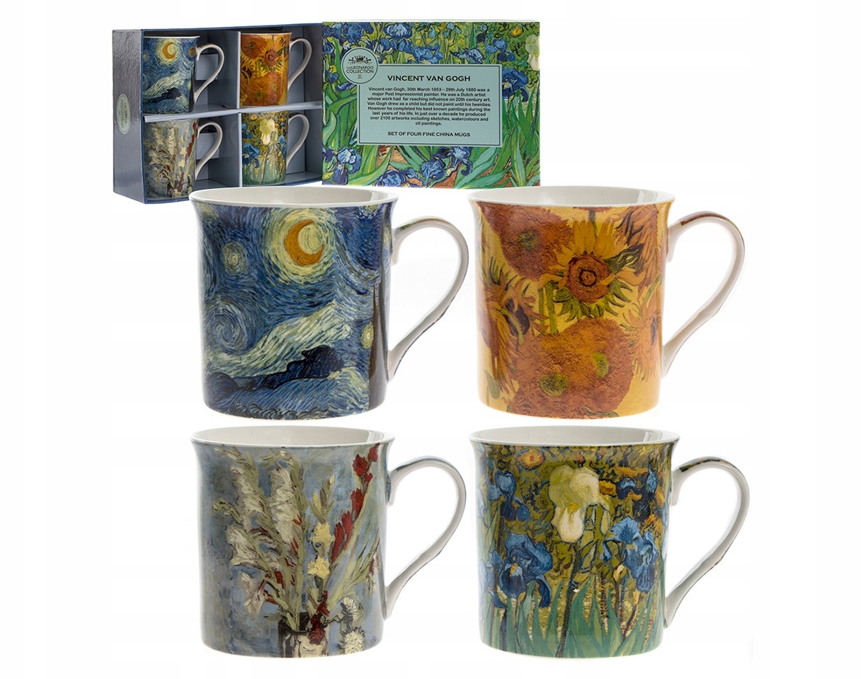 Komplet 4 Kubki porcelana Van Gogh pudełko Prezent