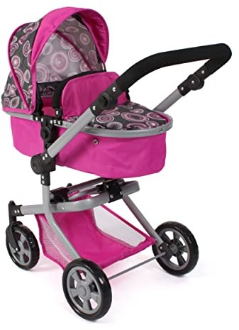 Bayer Chic 595-87 kombi wózek dla lalek do 52 cm, wózek dla lalek 2 w 1, Hot pink Pearls