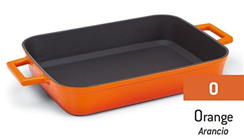Pentole Agnelli pentole agnelli coghsgt26400o dwukolorowym grill z 2 uchwytami w kolorze żeliwa 26 x 40 cm, pomarańczowy COGHSGT26400O