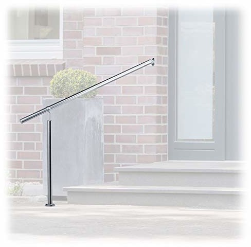 Relaxdays stojak na schody ze stali nierdzewnej, do stosowania wewnątrz i na zewnątrz, między 80-150 cm, z uchwytami ściennymi + metalowymi kołkami, srebrny, srebro, 1500 mm 10022622_632