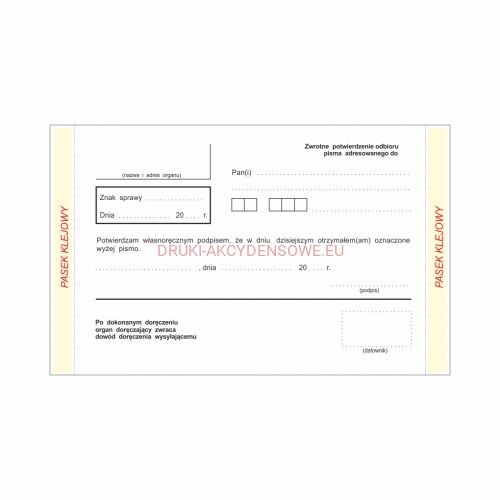 Firma Krajewski Zwrotne potwierdzenie odbioru / KPA-5 (egzekucja) ZPO-KPA5