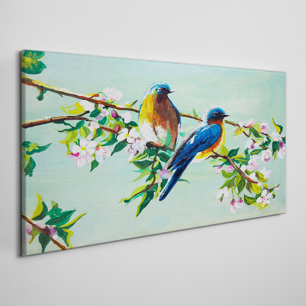 PL Coloray Obraz Canvas gałęzie liście kwiaty ptaki 120x60cm