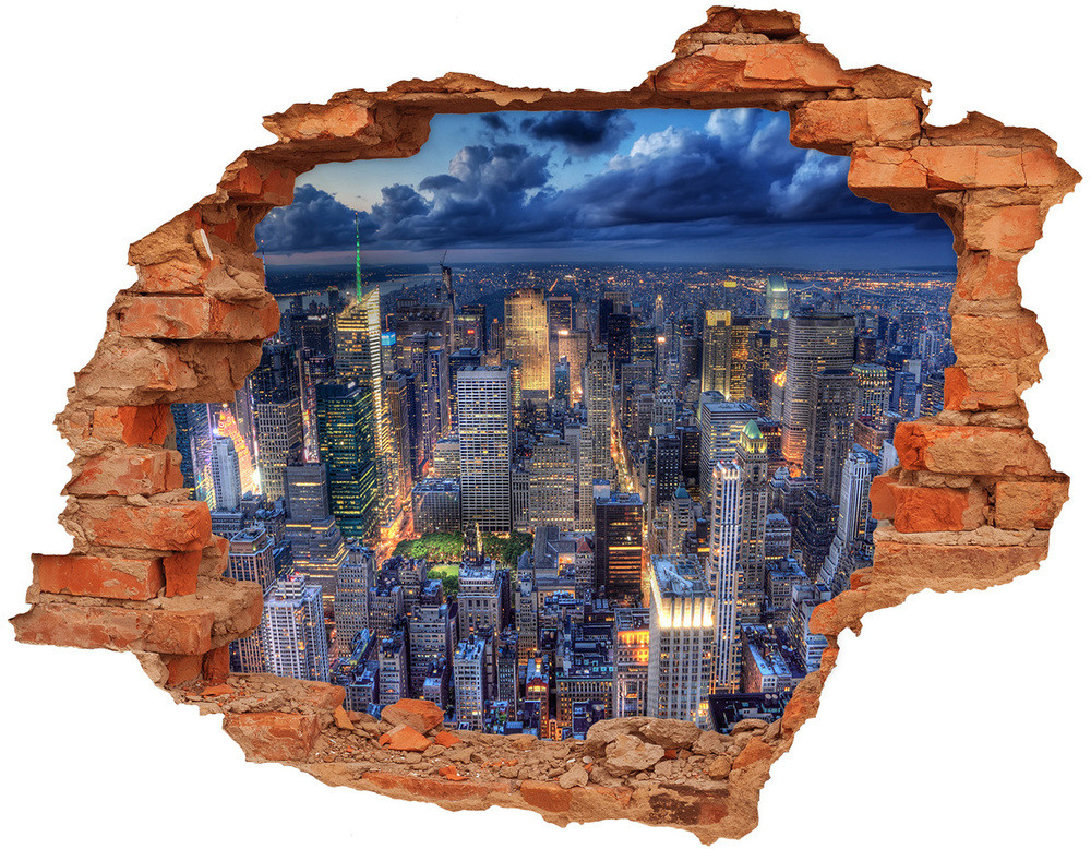 Wallmuralia.pl Fototapeta dziura na ścianę 3d Nowy Jork lot ptaka