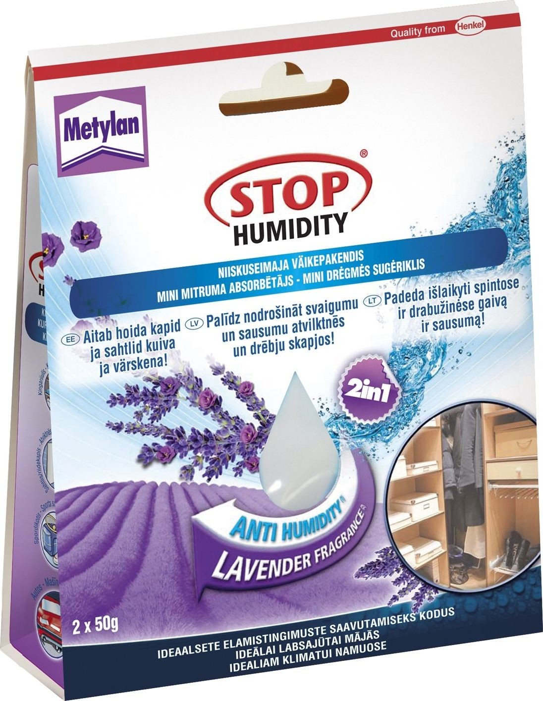 Henkel Osuszacz powietrza Pochłaniacz wilgoci Stop Wilgotność Mini Lavander 2x50g