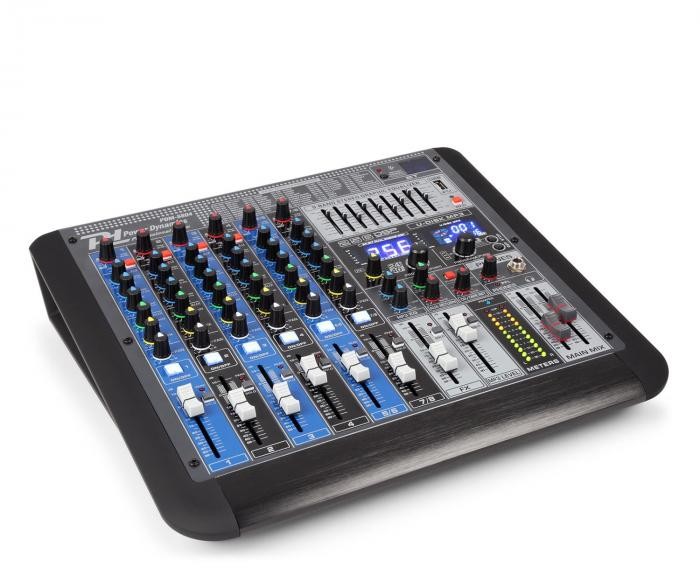 Power Dynamics PDM-S804 8-kanałowy mikser muzyczny DSP/MP3 port USB odbiornik BT Sky-172.622