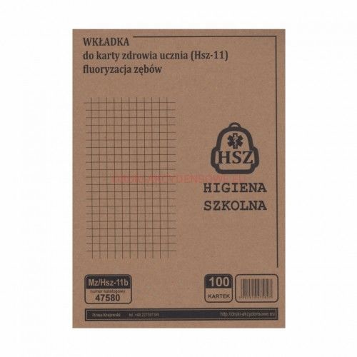 Firma krajewski Wkładka do karty zdrowia ucznia - fluoryzacja zębów [Mz/Hsz-11b] Mz/Hsz-11b