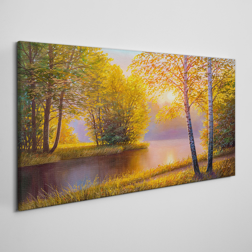 PL Coloray Obraz na Płótnie kwiaty rzeka przyroda 100x50cm