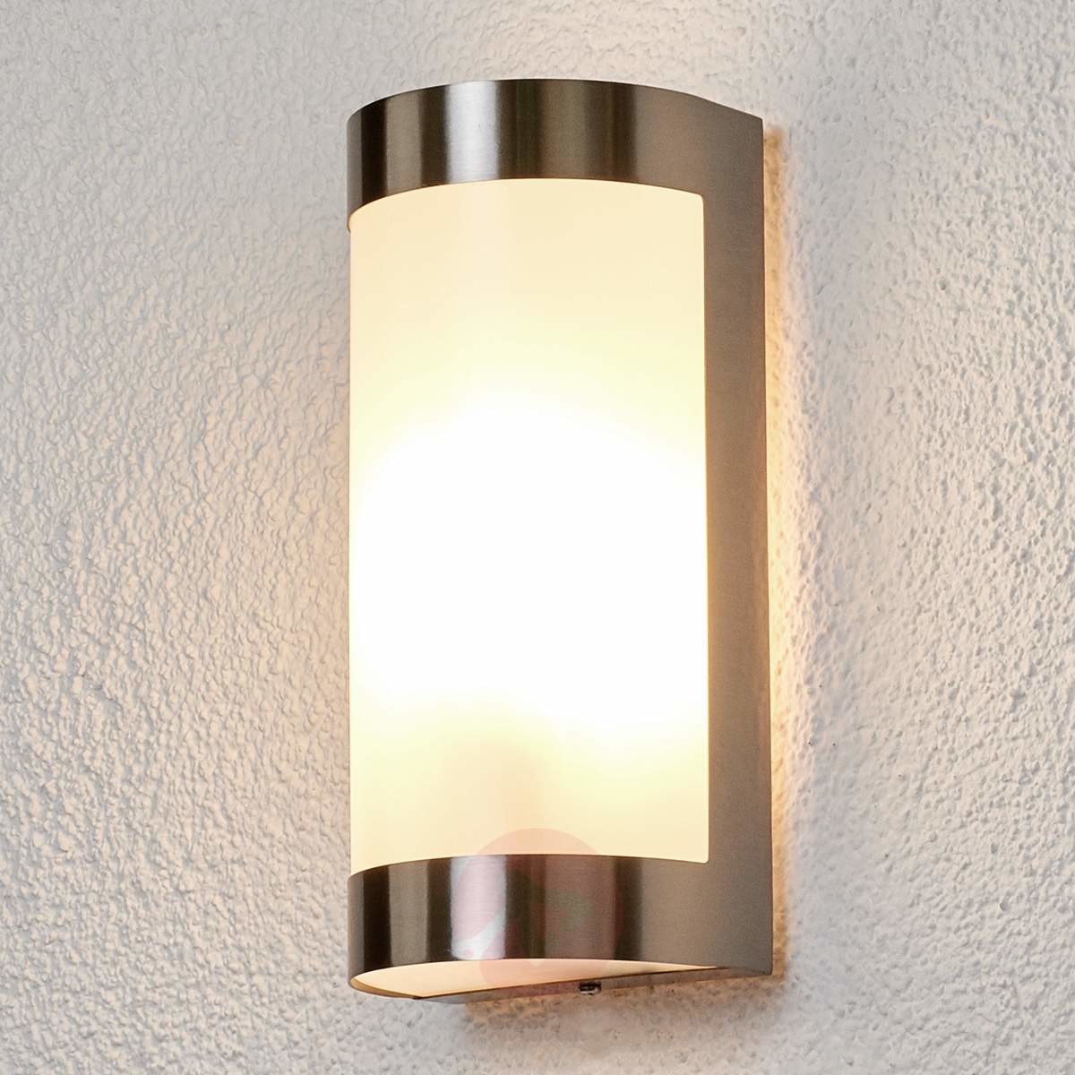 Lindby Nowoczesna lampa zewnętrzna i szklanka mleczna ze stali nierdzewnej IP44 - alvian