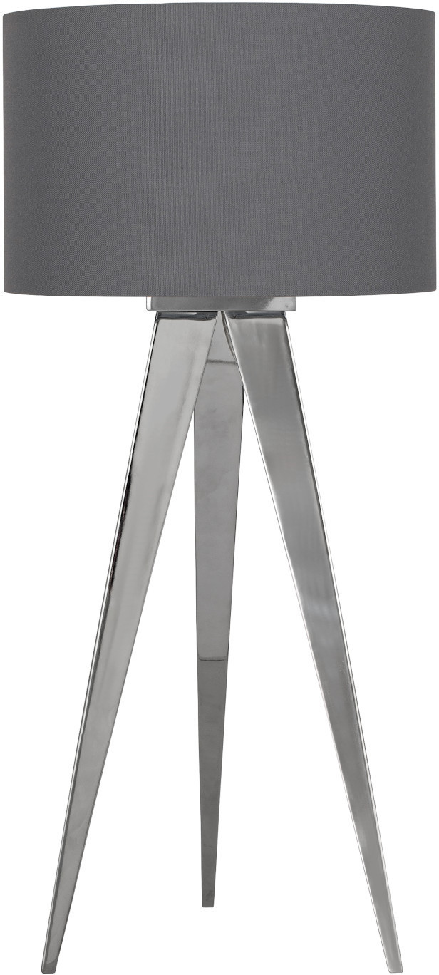 Nave Abażurowa LAMPA stojąca TRIPOD 3134416 metalowa LAMPKA stołowa na trójnogu chrom szara