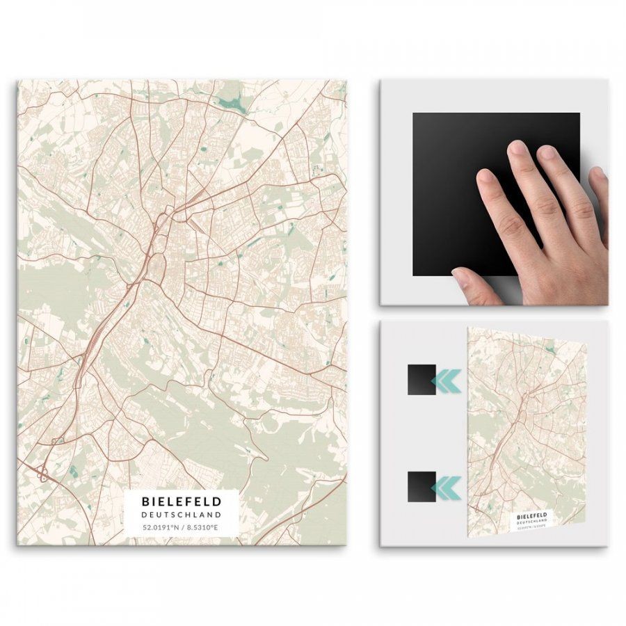 Pix4home Plakat metalowy Mapa Vintage Bielefeld M POS-M-03162