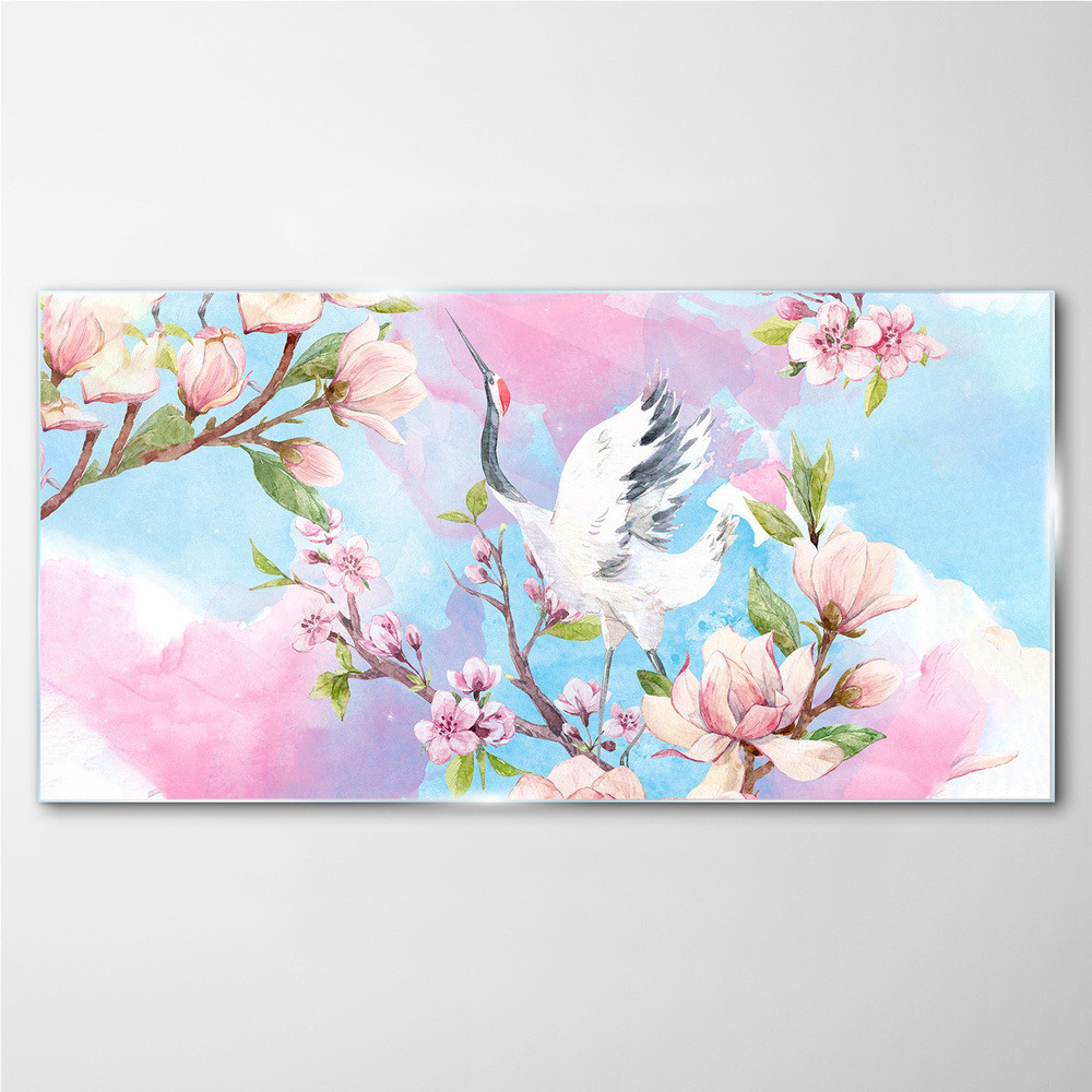 PL Coloray Obraz na Szkle gałęzie kwiaty zwierzę ptak 120x60cm