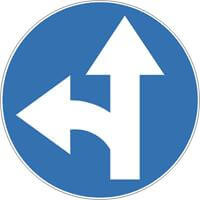 Znak drogowy nakazu C- 7 Nakaz jazdy prosto lub w lewo