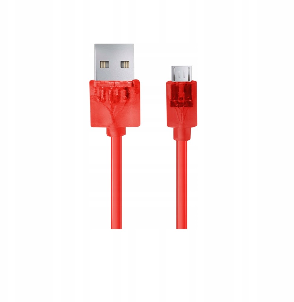 Kabel Usb Micro A-b 1M Czerwony Transparent EB184R